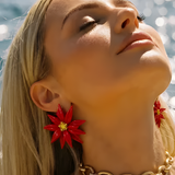 Red Flame Flower Earrings