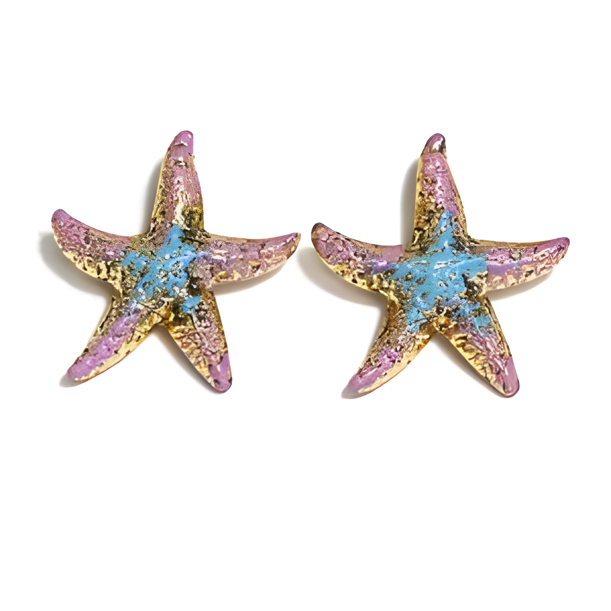 Blue Coral Star Earrings