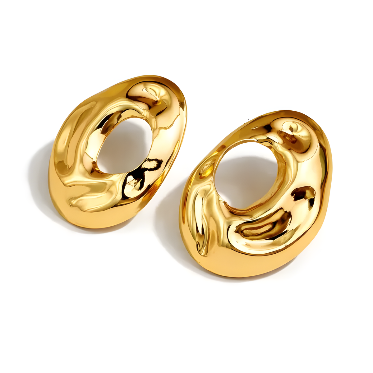 Golden Oval Hoop Earring