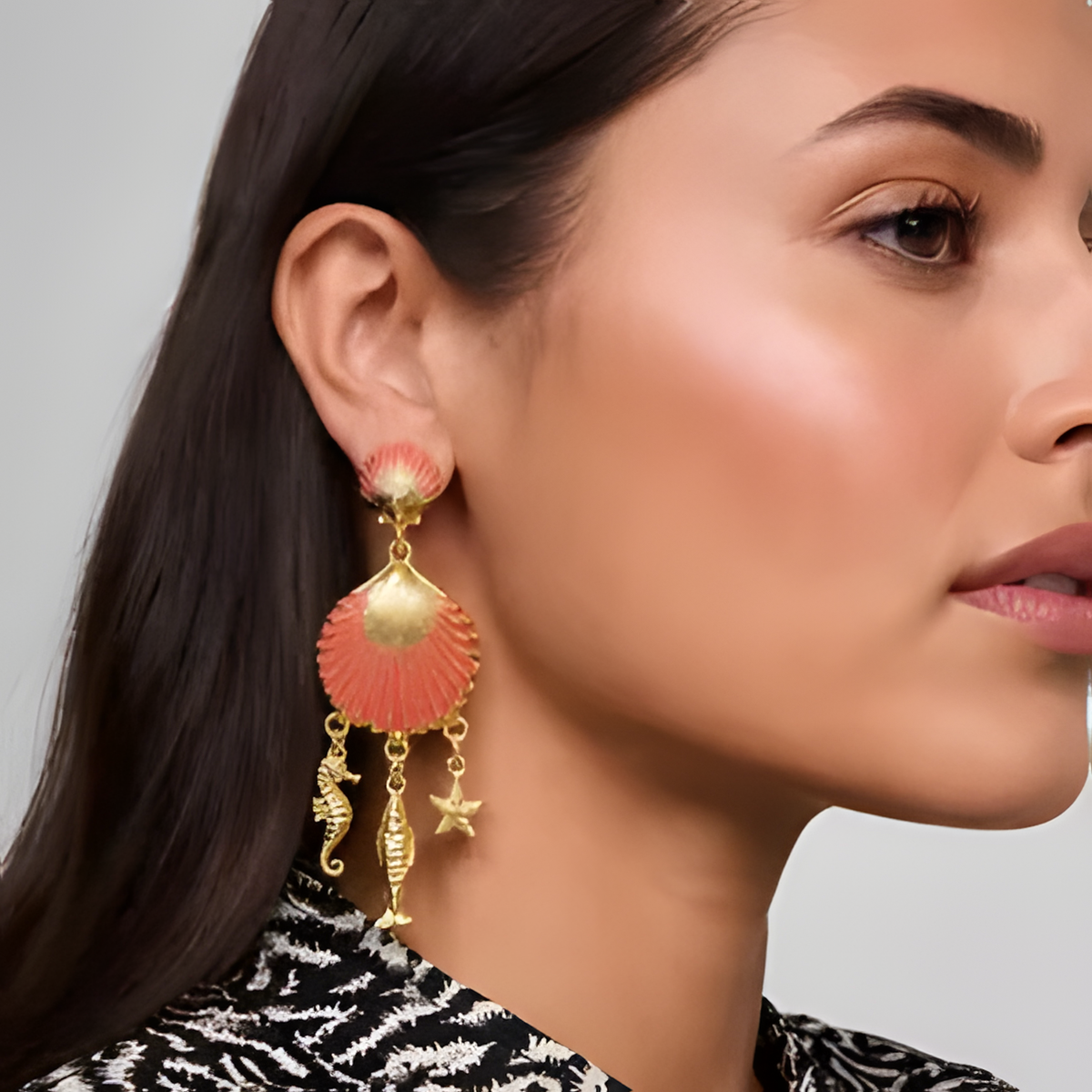 Coral Ocean Shell Earrings