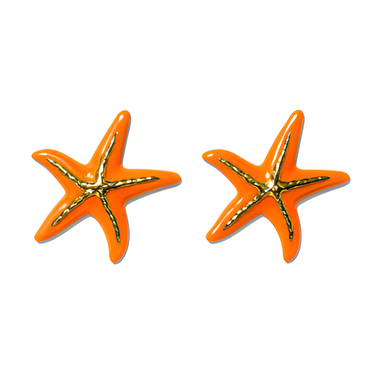 Orange starfish earring