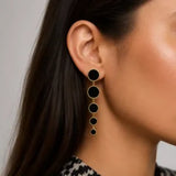 Layered Black Disc Earrings