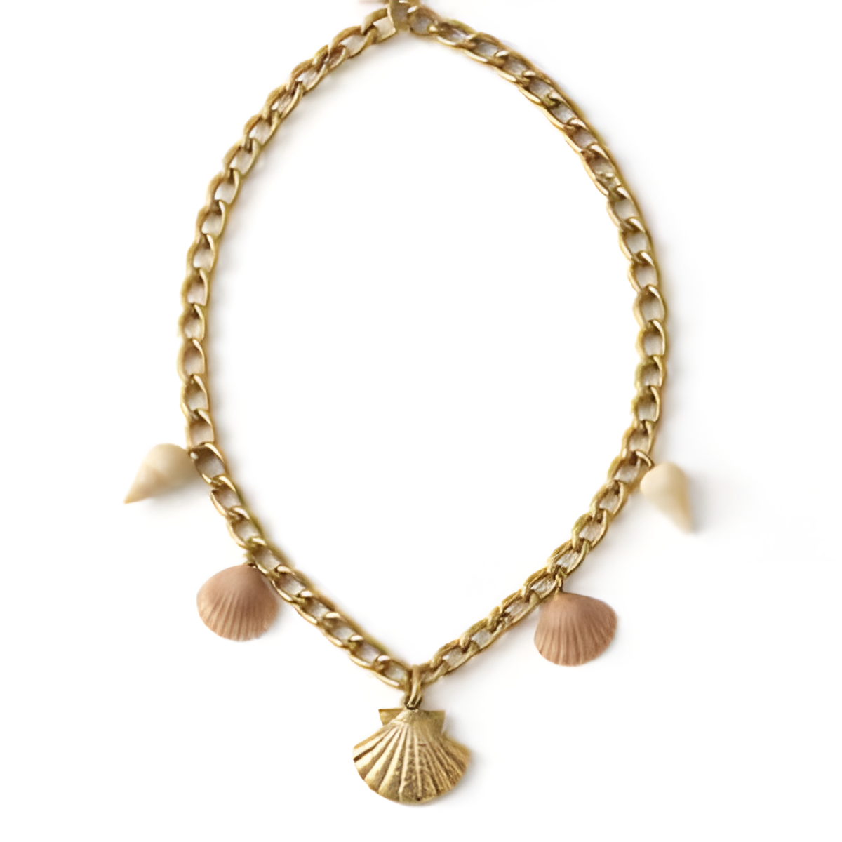 Golden Seashell Charm Necklace