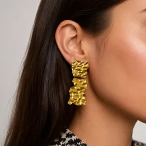 Hammered Gold Drop Earring