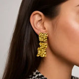 Hammered Gold Drop Earring