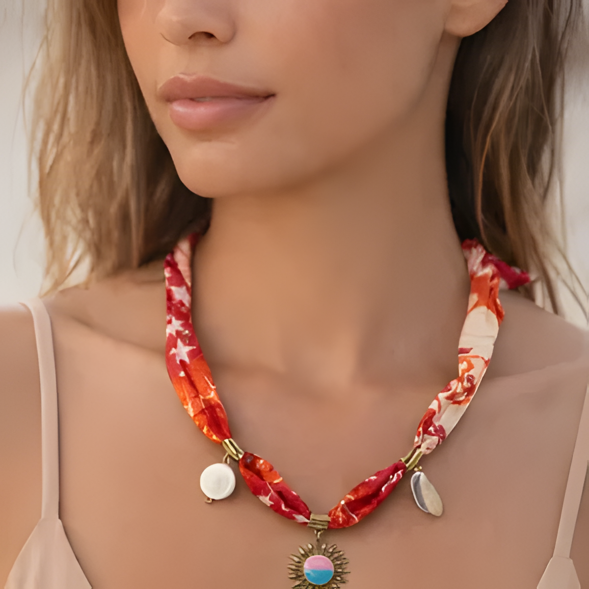 Scarlet Sun Charm Necklace