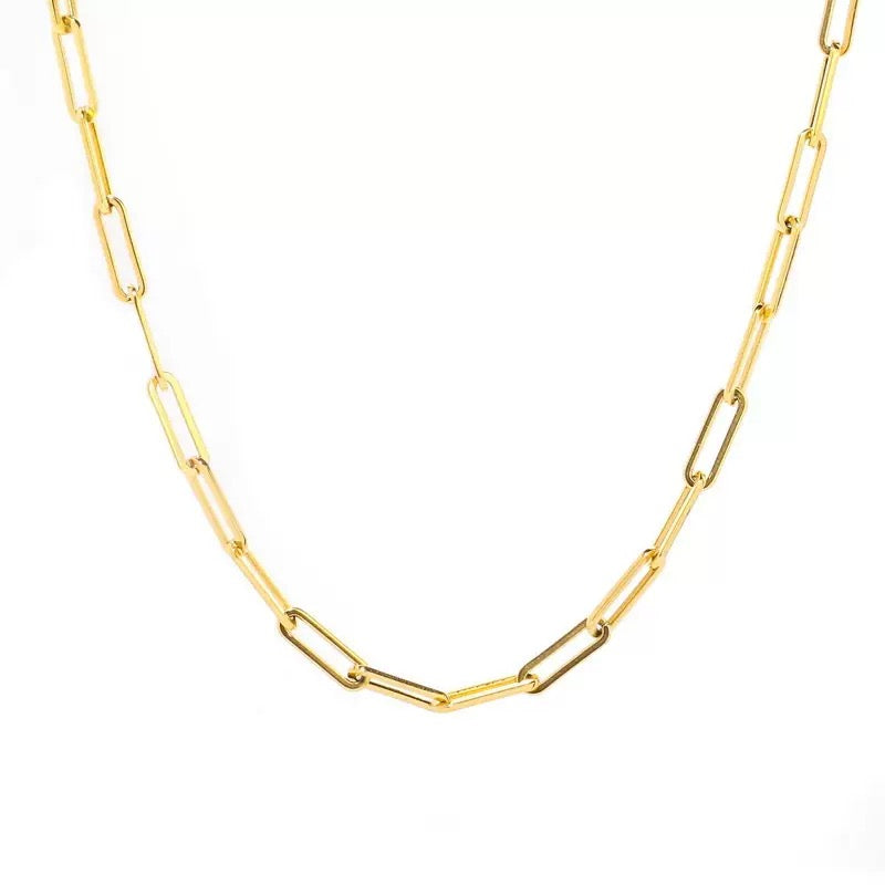 Golden Paperclip Chain Necklace