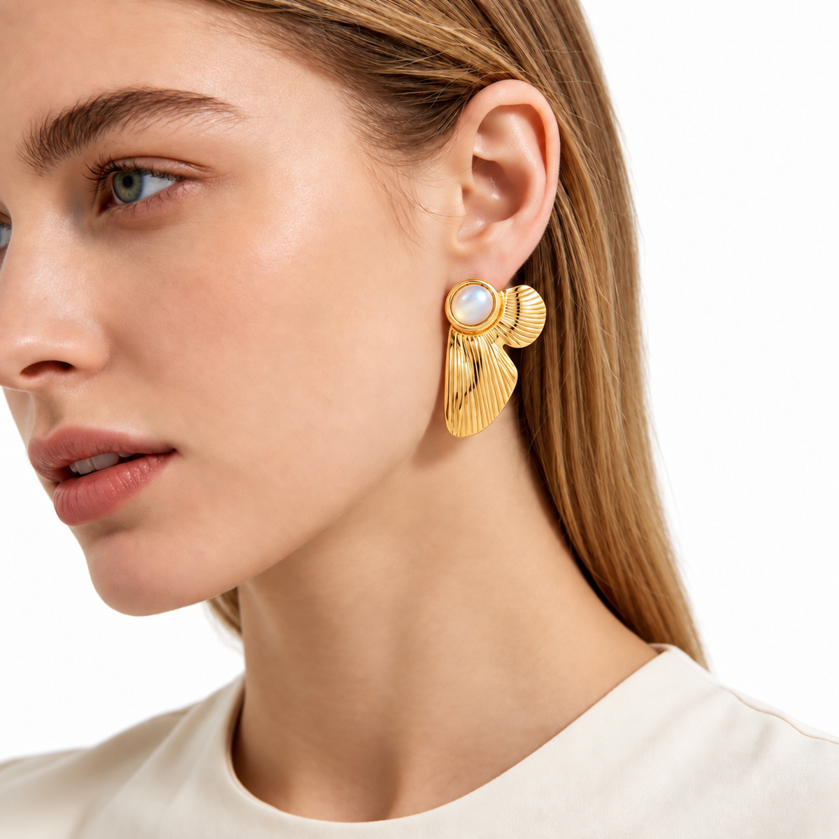 Pearl Fan Earrings