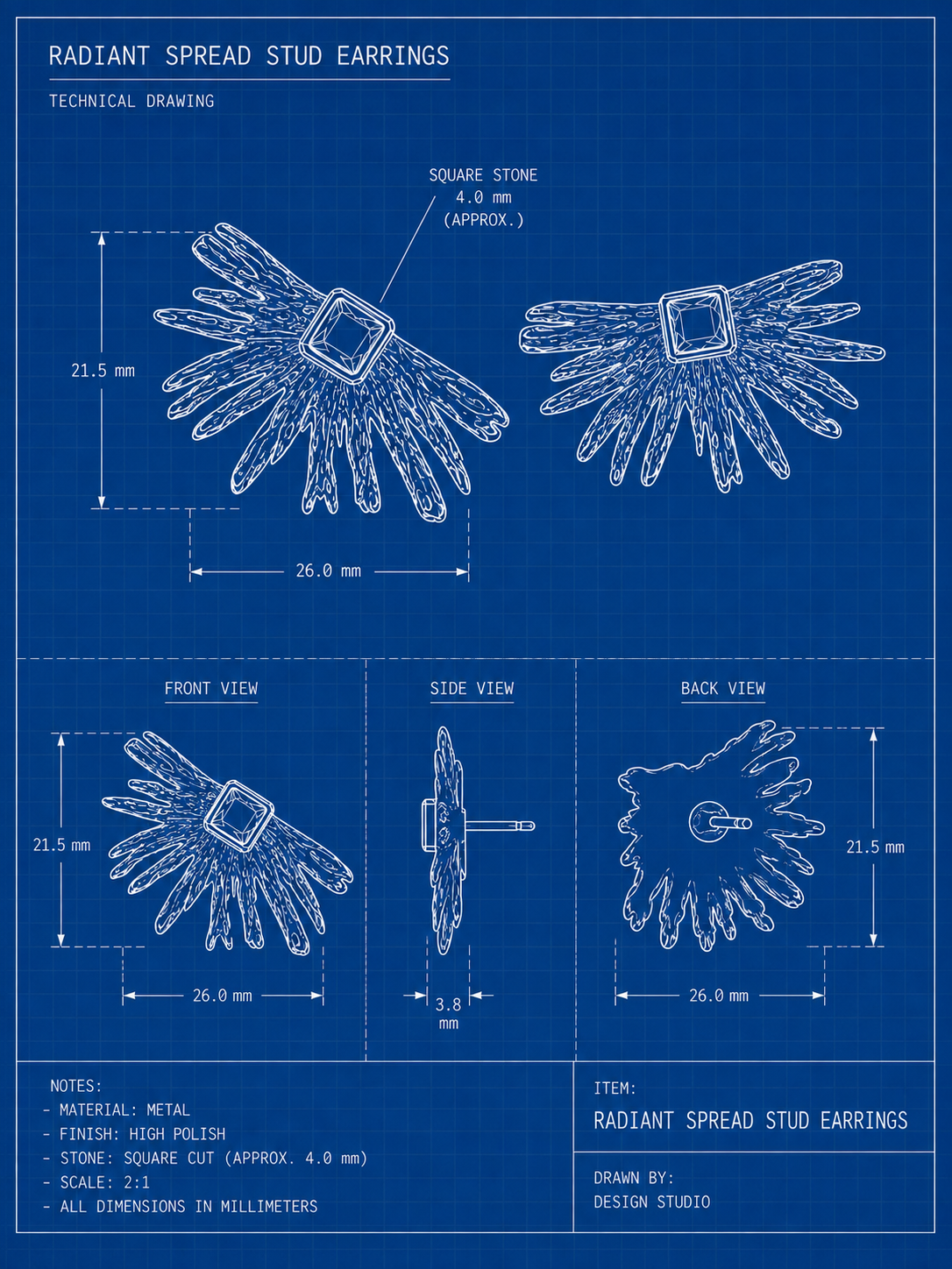 Earring Blue Sun