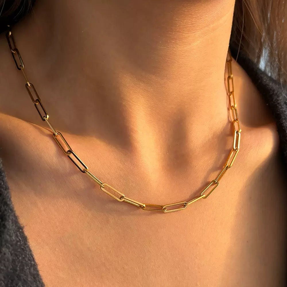Golden Paperclip Chain Necklace