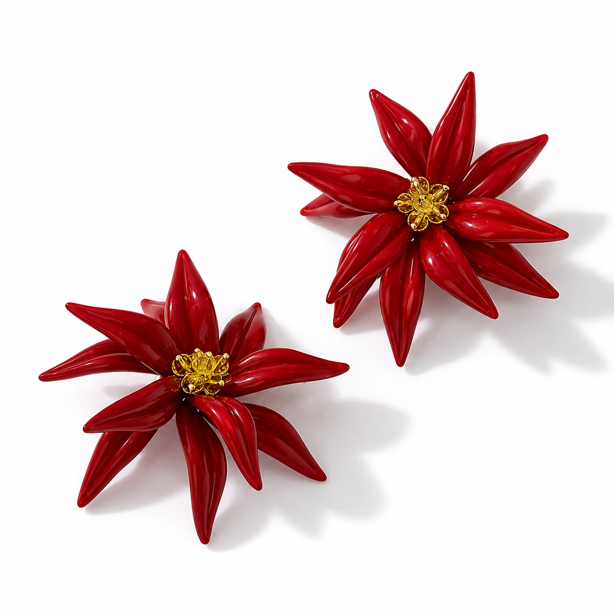 Red Flame Flower Earrings