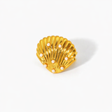 Golden Shell Pearl Ring