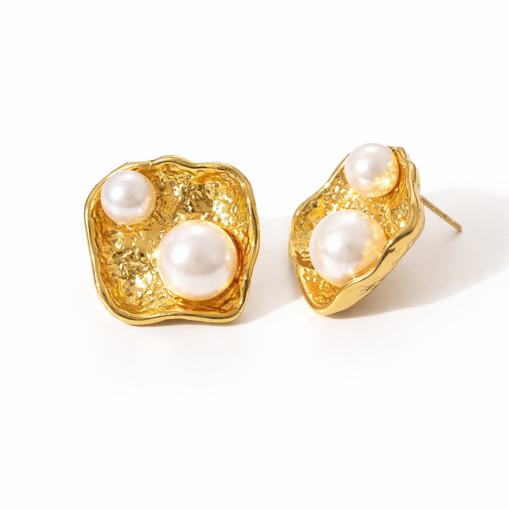 Golden Pearl Melt Earrings