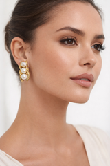 Gold Pearl Cluster Earrings
