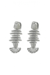 Silver fish earring