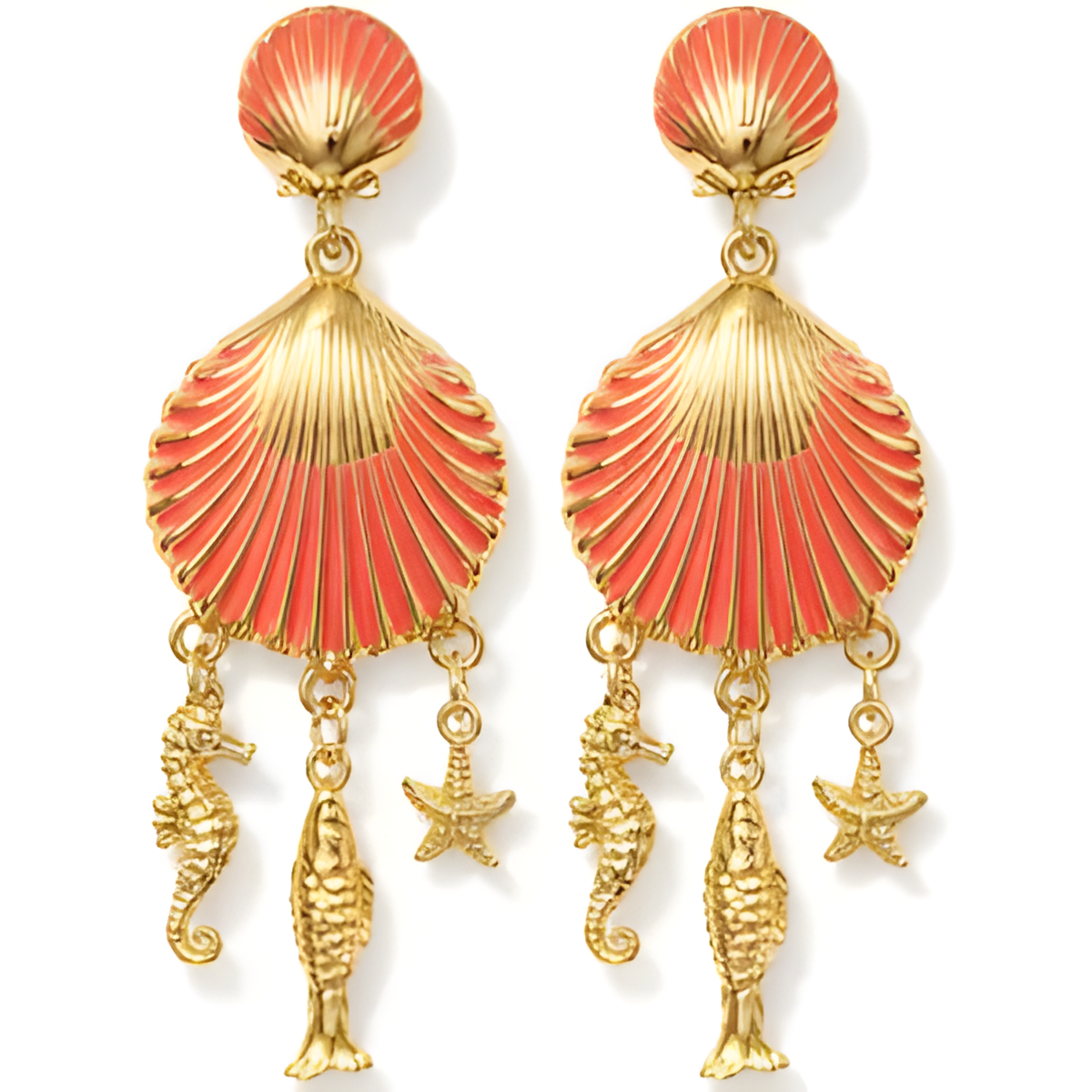 Coral Ocean Shell Earrings
