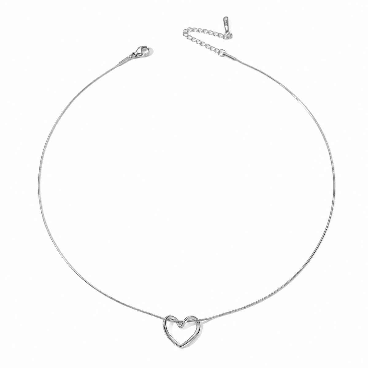 Hollow Heart Necklace Silver