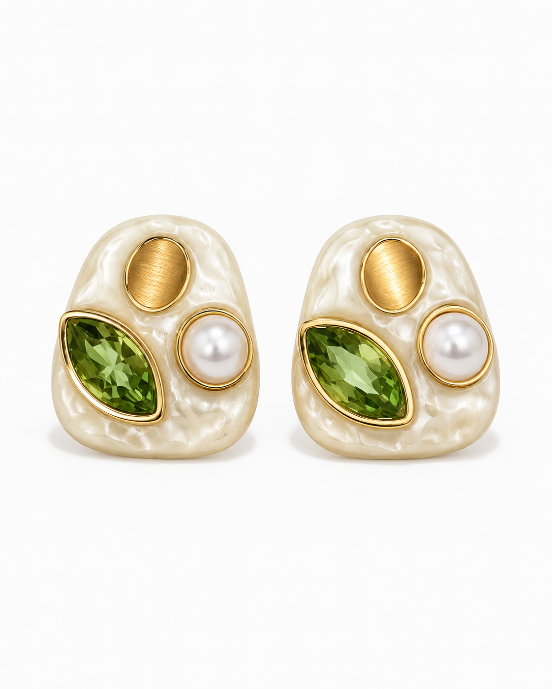 Green & Gold Gemstone Earrings