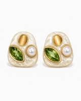 Green & Gold Gemstone Earrings