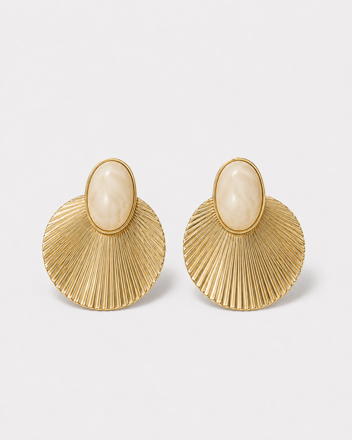 Ivory Gold Sunburst Earrings