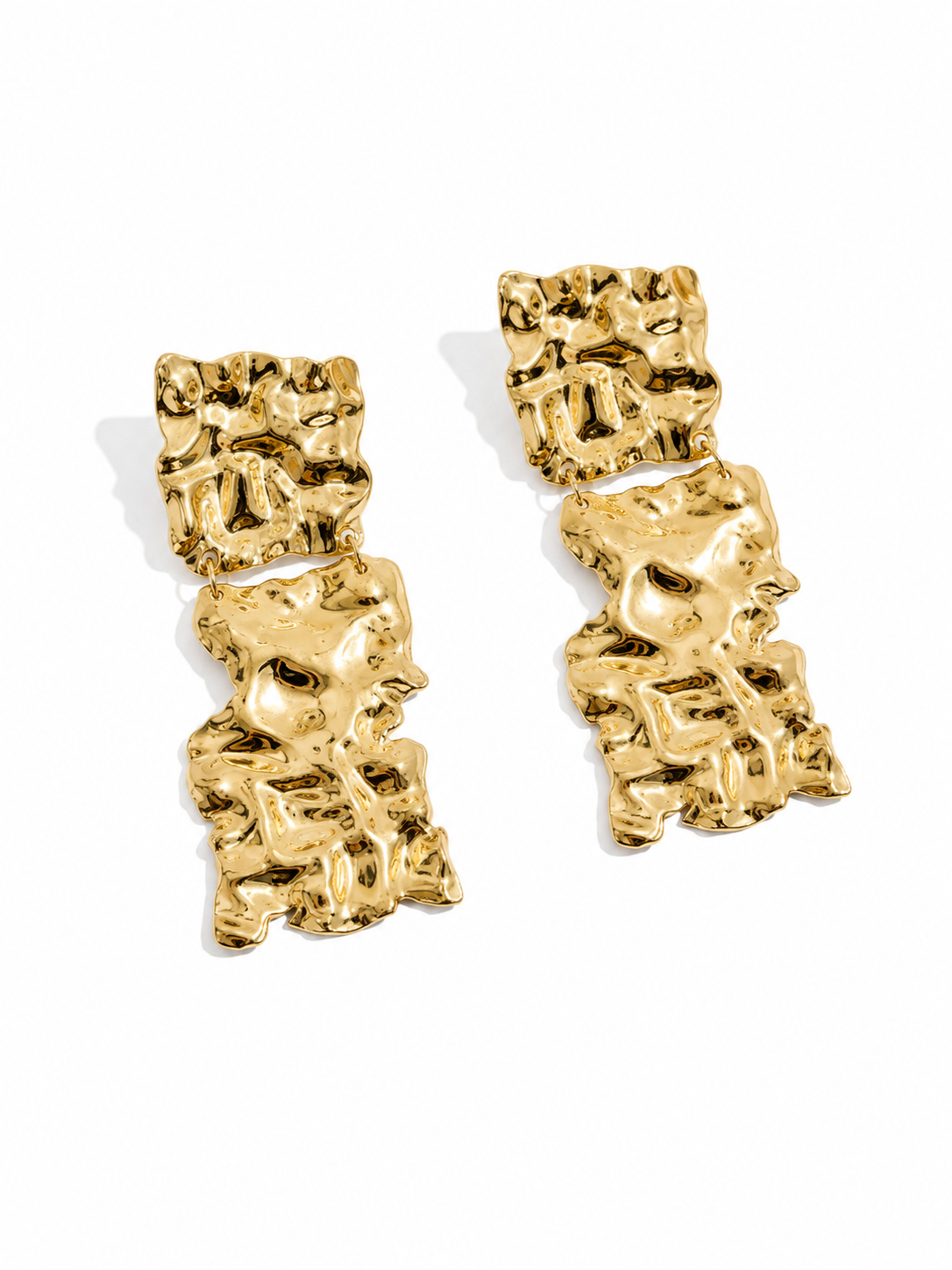 Hammered Gold Drop Earring