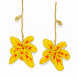 Yellow Orchid Flower Drop Earrings