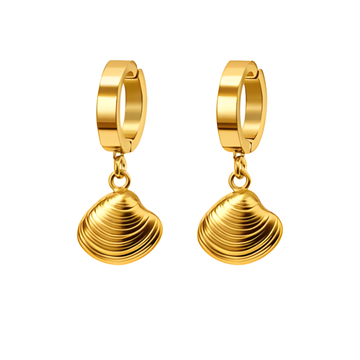 Golden Shell Hoop Earrings