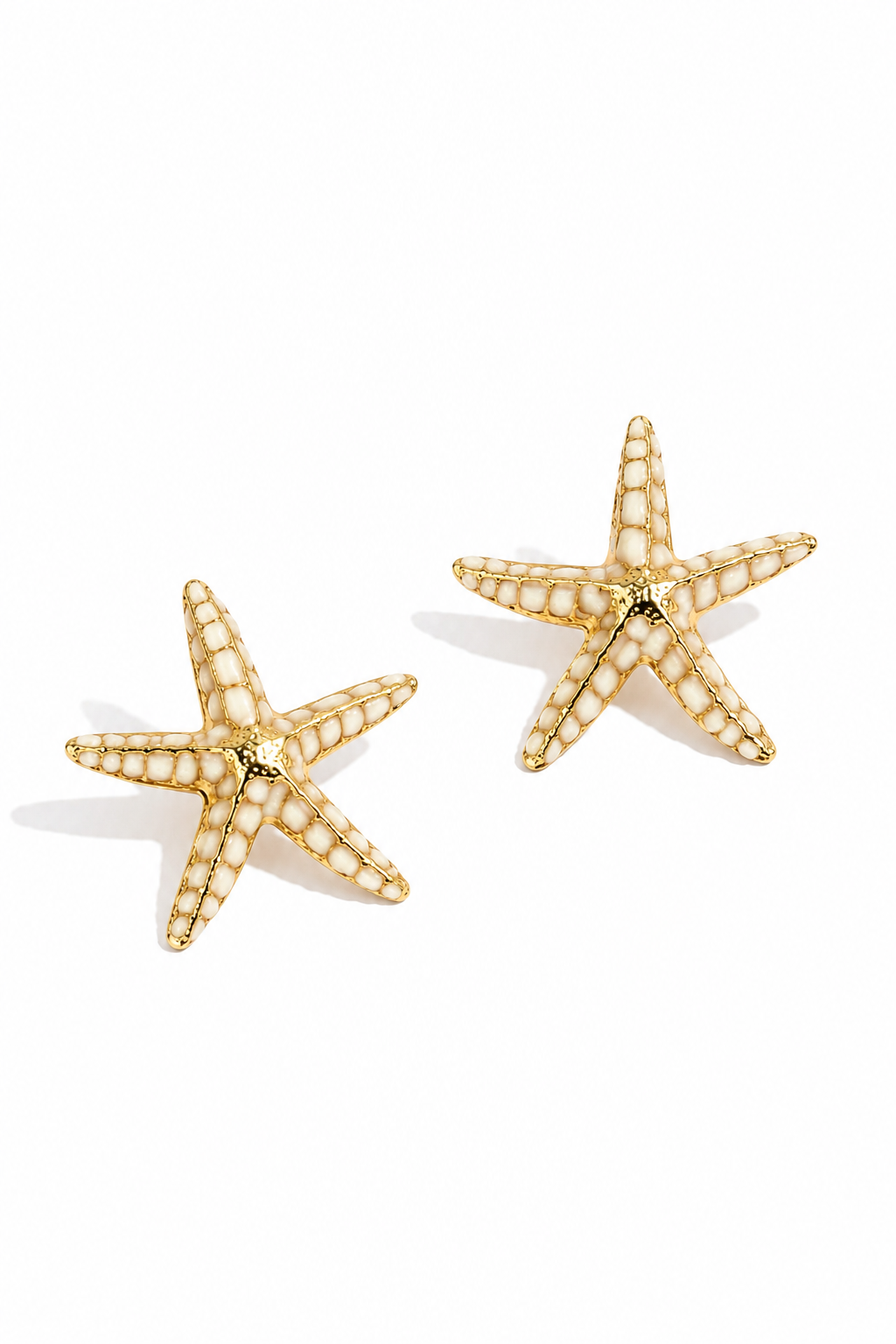 White Gold Starfish Earrings