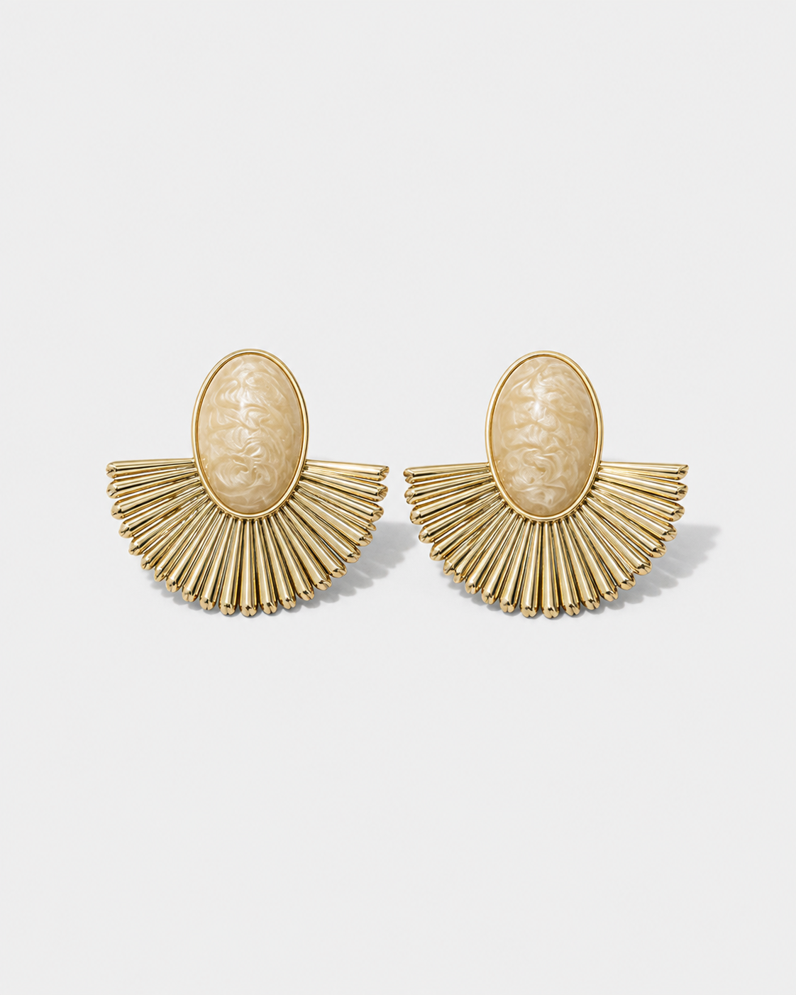 Ivory  Gold Fan Earrings