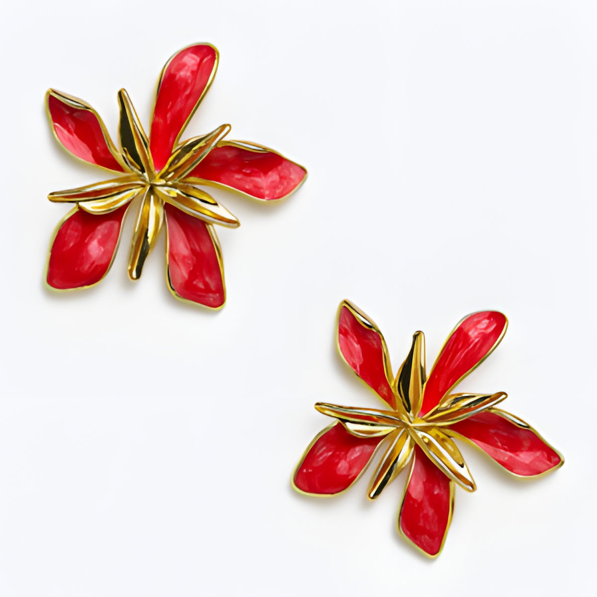 Red Ruby Flower Earrings