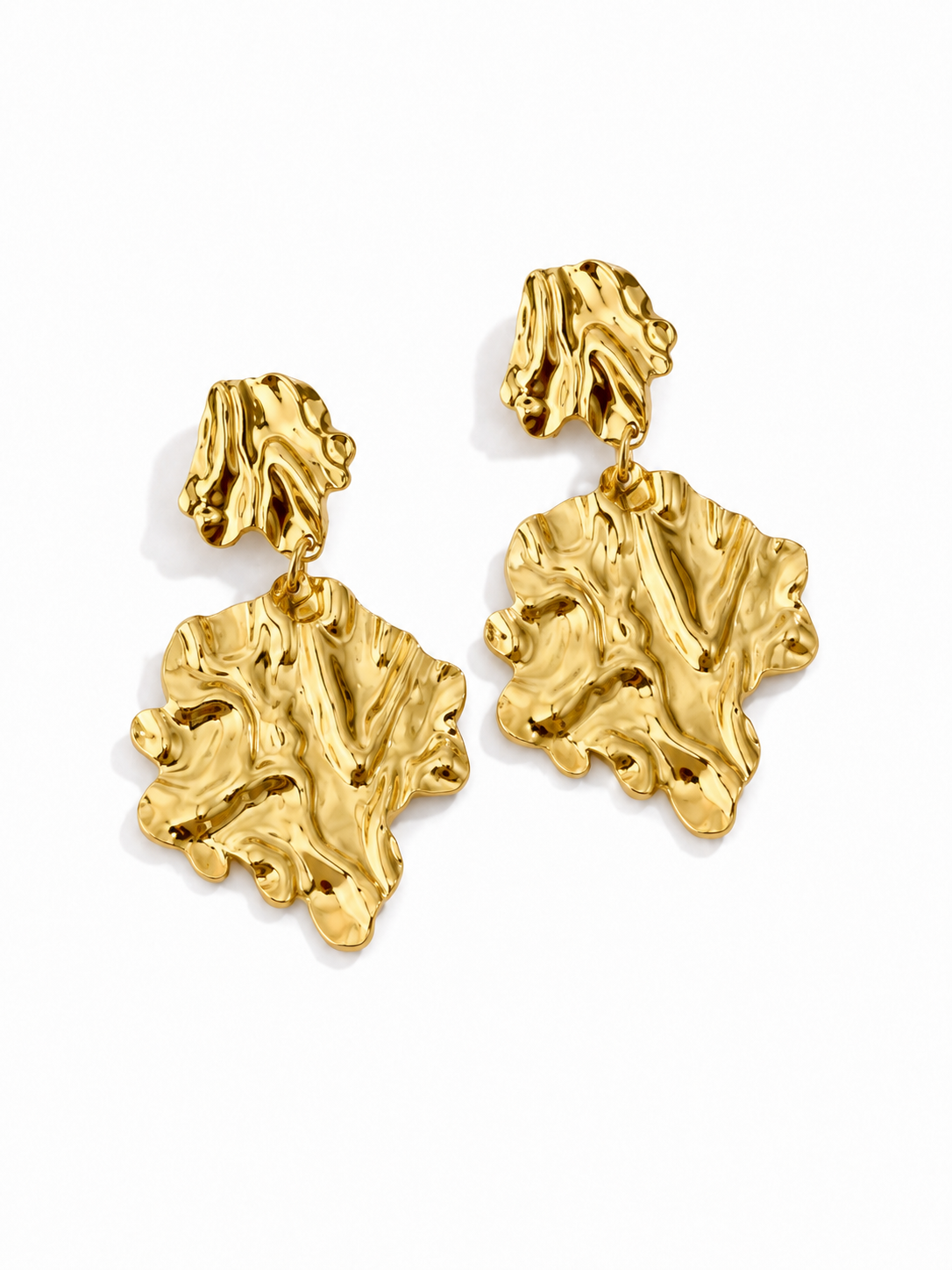 Golden Textured Drop Earrings