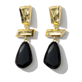 Gold Black Stone  Earring