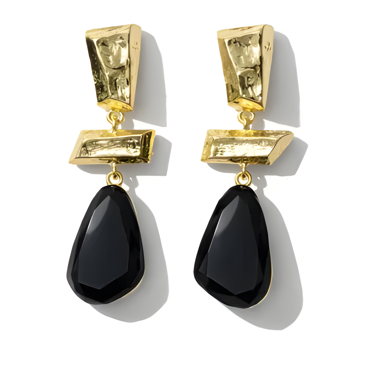 Gold Black Stone  Earring