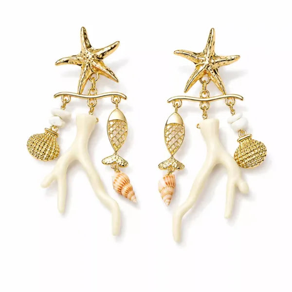 Starfish & Shell Charm Earrings