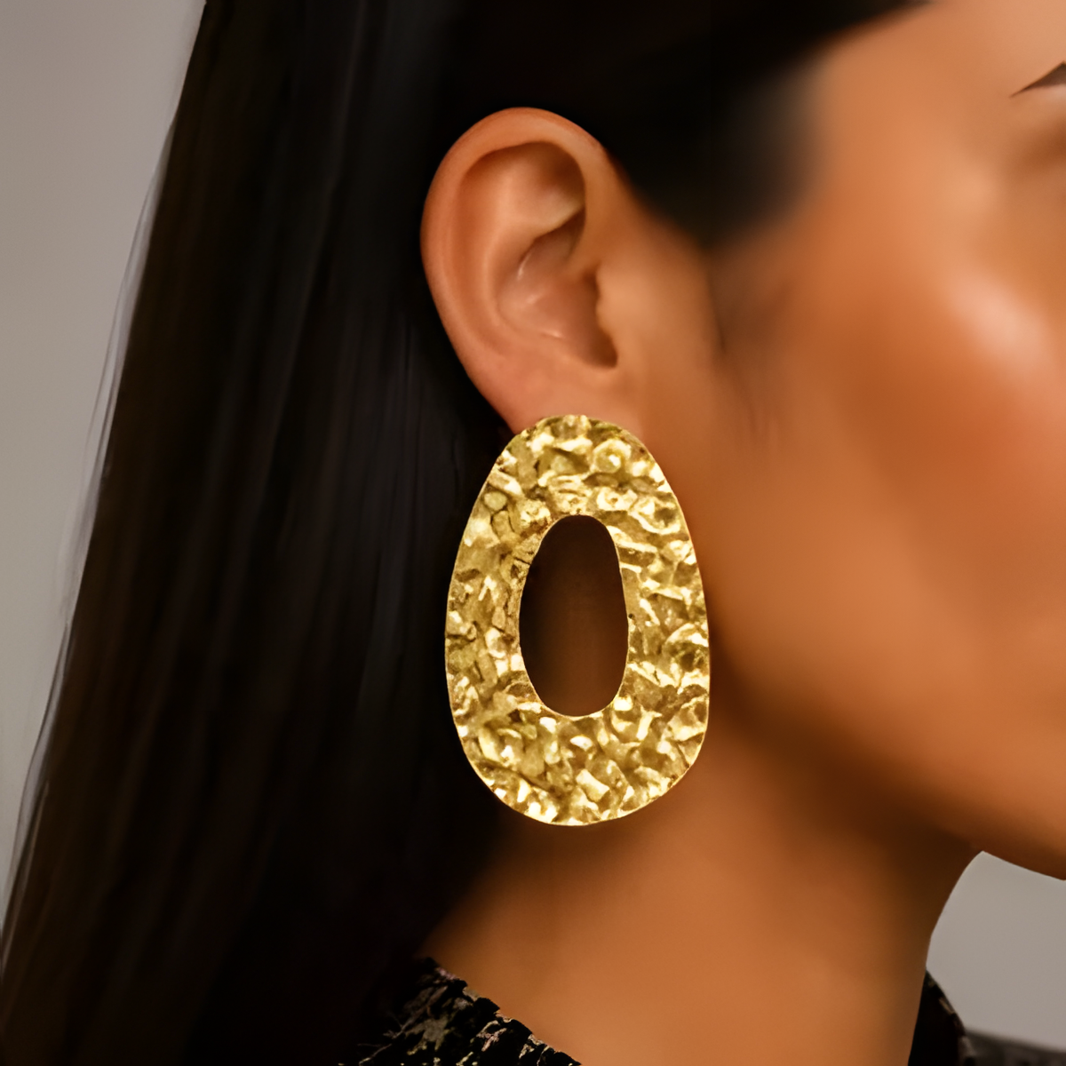 Golden Oval Earrings