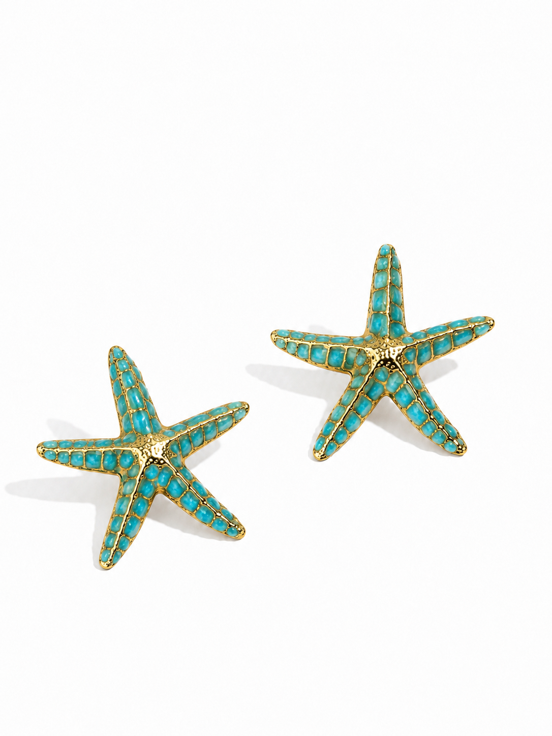 Turquoise Gold Starfish Earrings