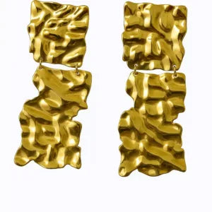 Hammered Gold Drop Earring