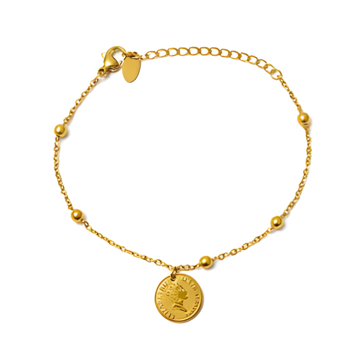 Coin Charm Gold Bracelet