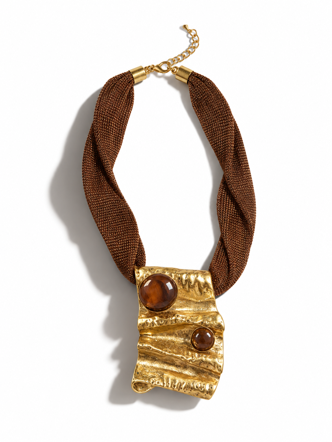 Bronze Mesh Statement Necklace