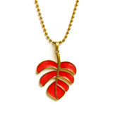 Tropical pink Leaf Necklace