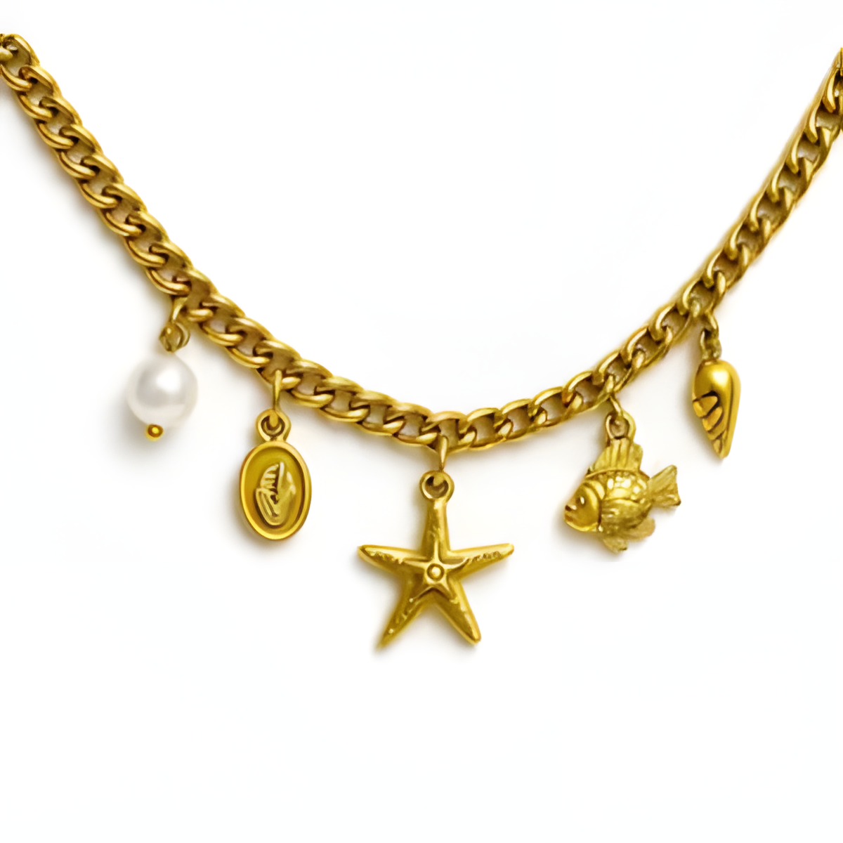 Golden Seashell Charm Necklace