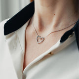 Hollow Heart Necklace Silver