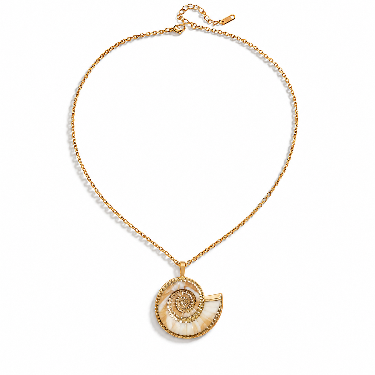 Golden Spiral Shell Necklace