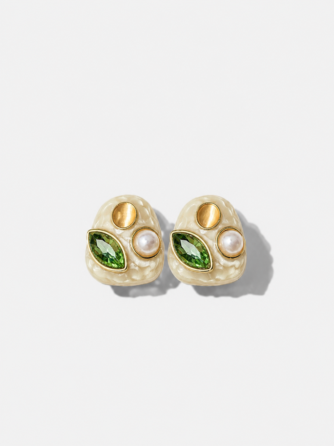 Green & Gold Gemstone Earrings
