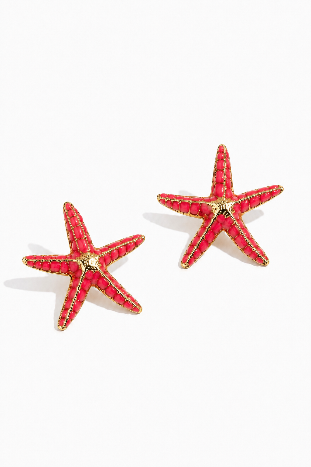 Red Gold Starfish Earrings