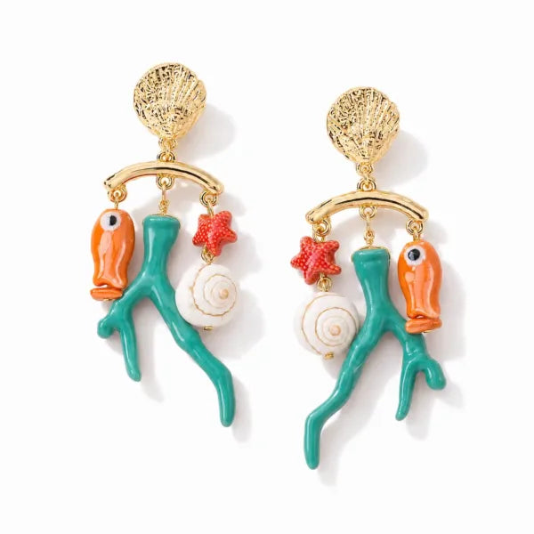 Turquoise Coral Reef Earrings