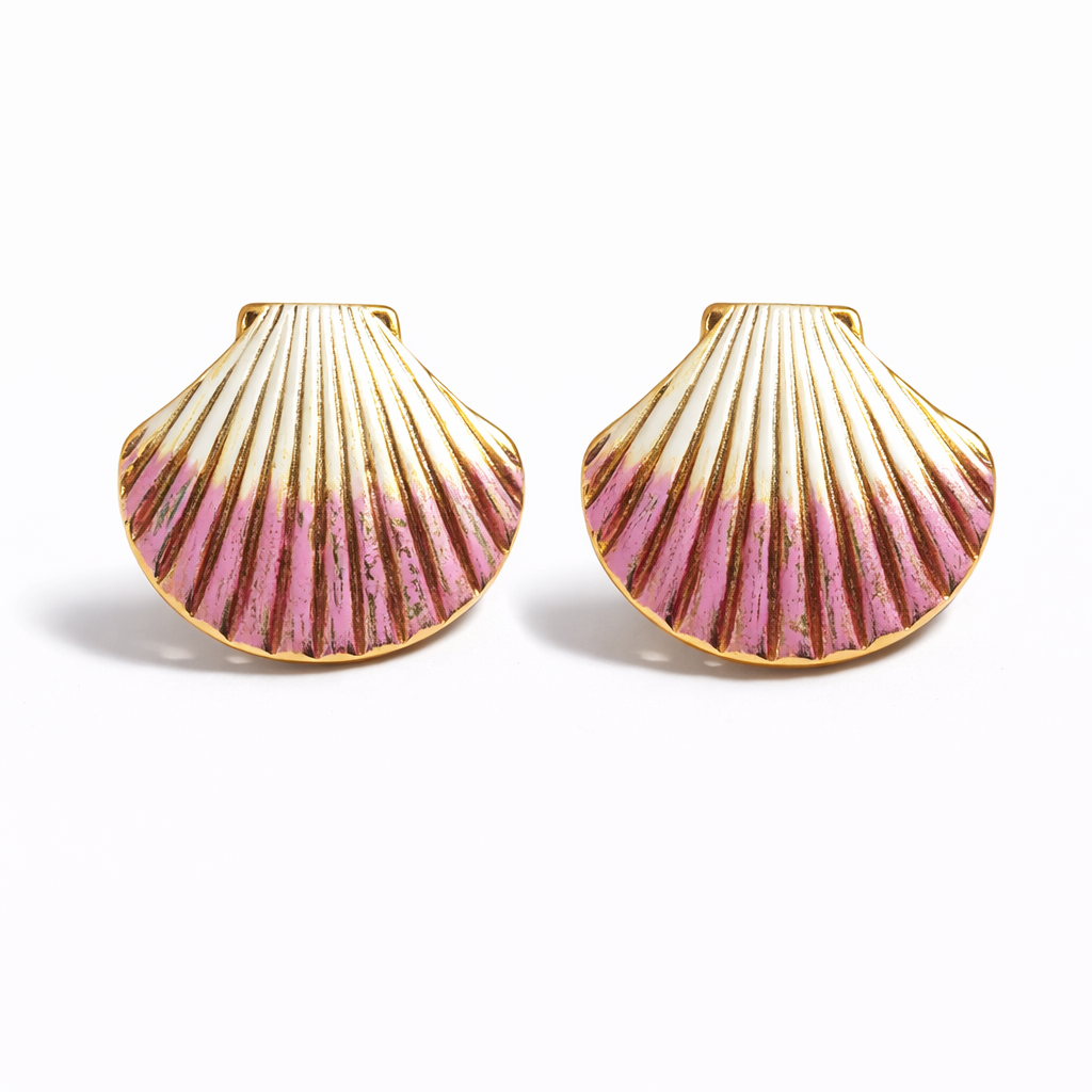 Pink Pearl Seashell Earrings
