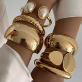 Round Disc Gold Bangle