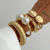 Round Disc Gold Bangle