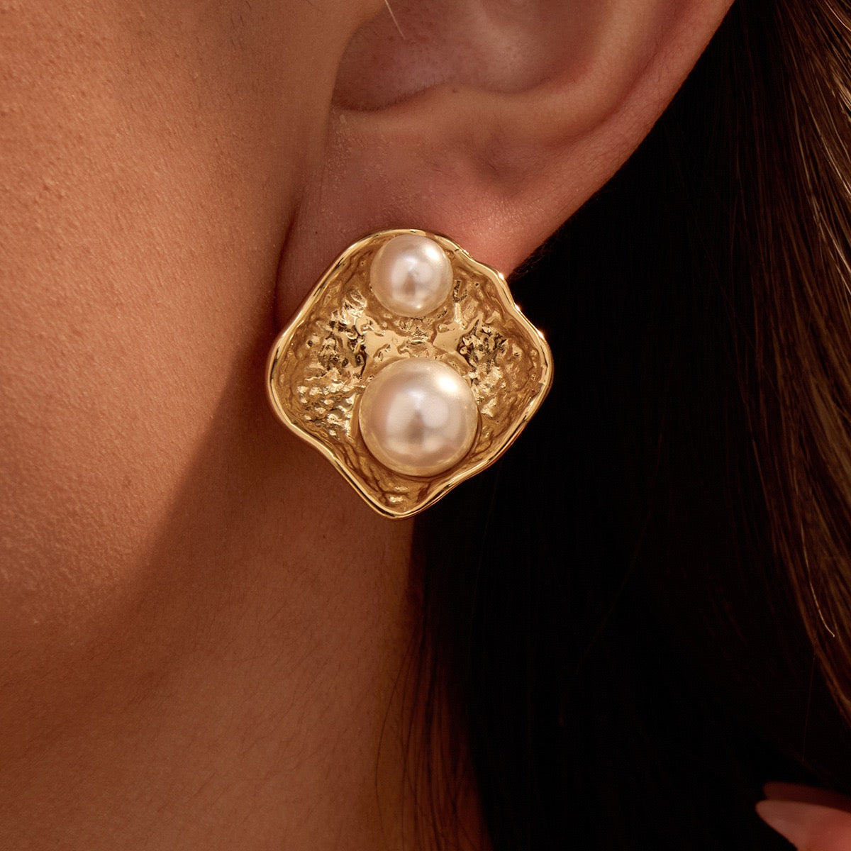 Golden Pearl Melt Earrings